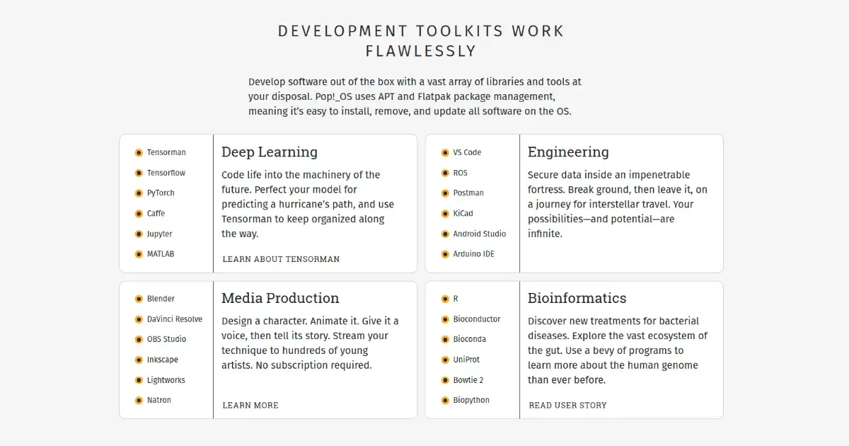 Developer options with popos