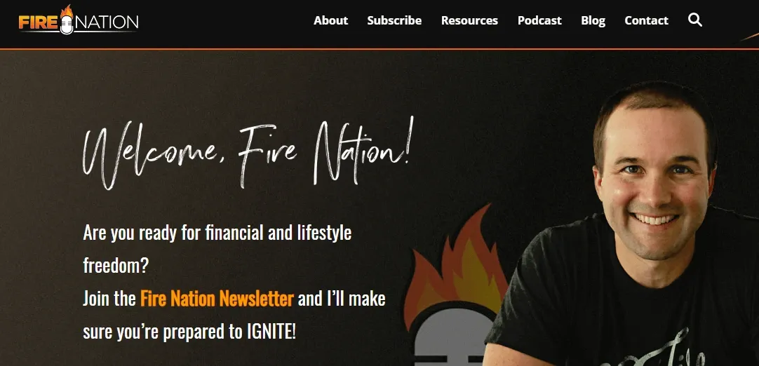 EOFire website home page view with author portrait